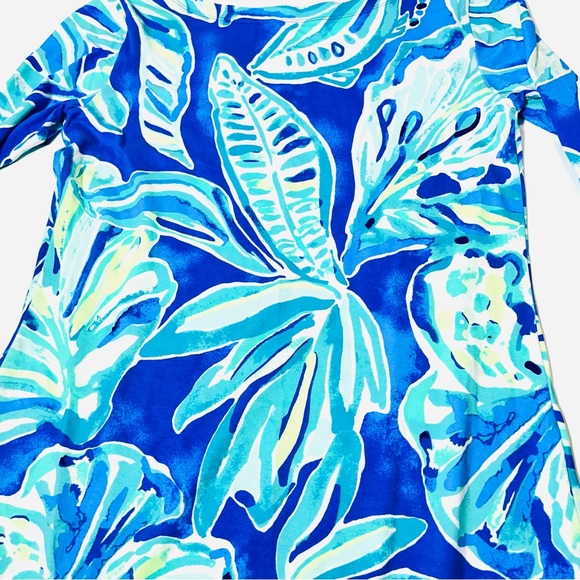 Lilly Pulitzer Sophie Ruffle Dress UPF 50+ Palm Passage Print Beckon Blue Size S - Picture 11 of 11